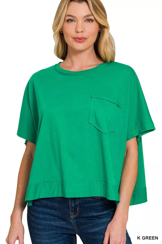 Zenana Exposed Seam Boxy Top