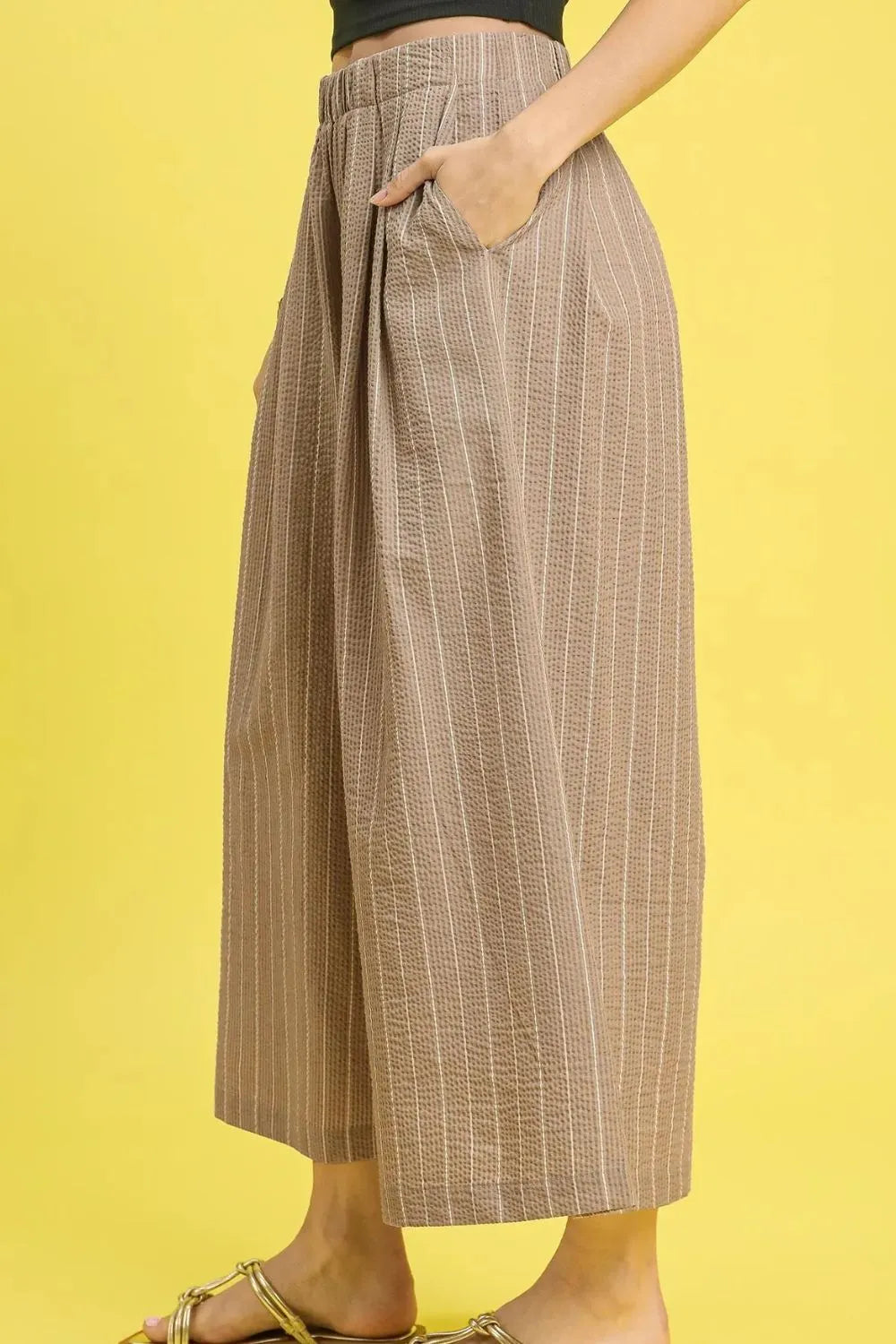 Umgee Pinstripe Crop Palazzo Pants