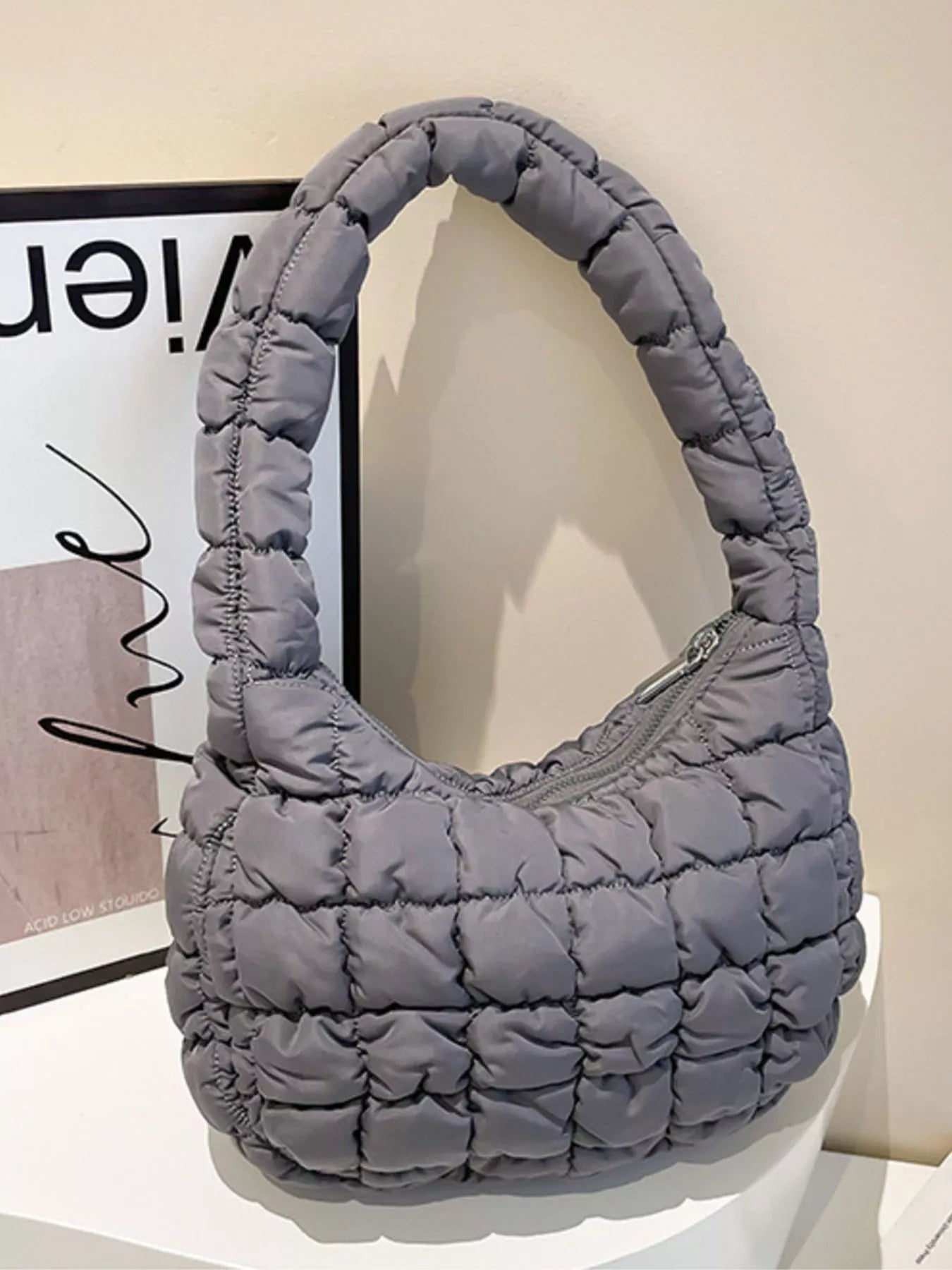 Quilted Ruched Shoulder Bag