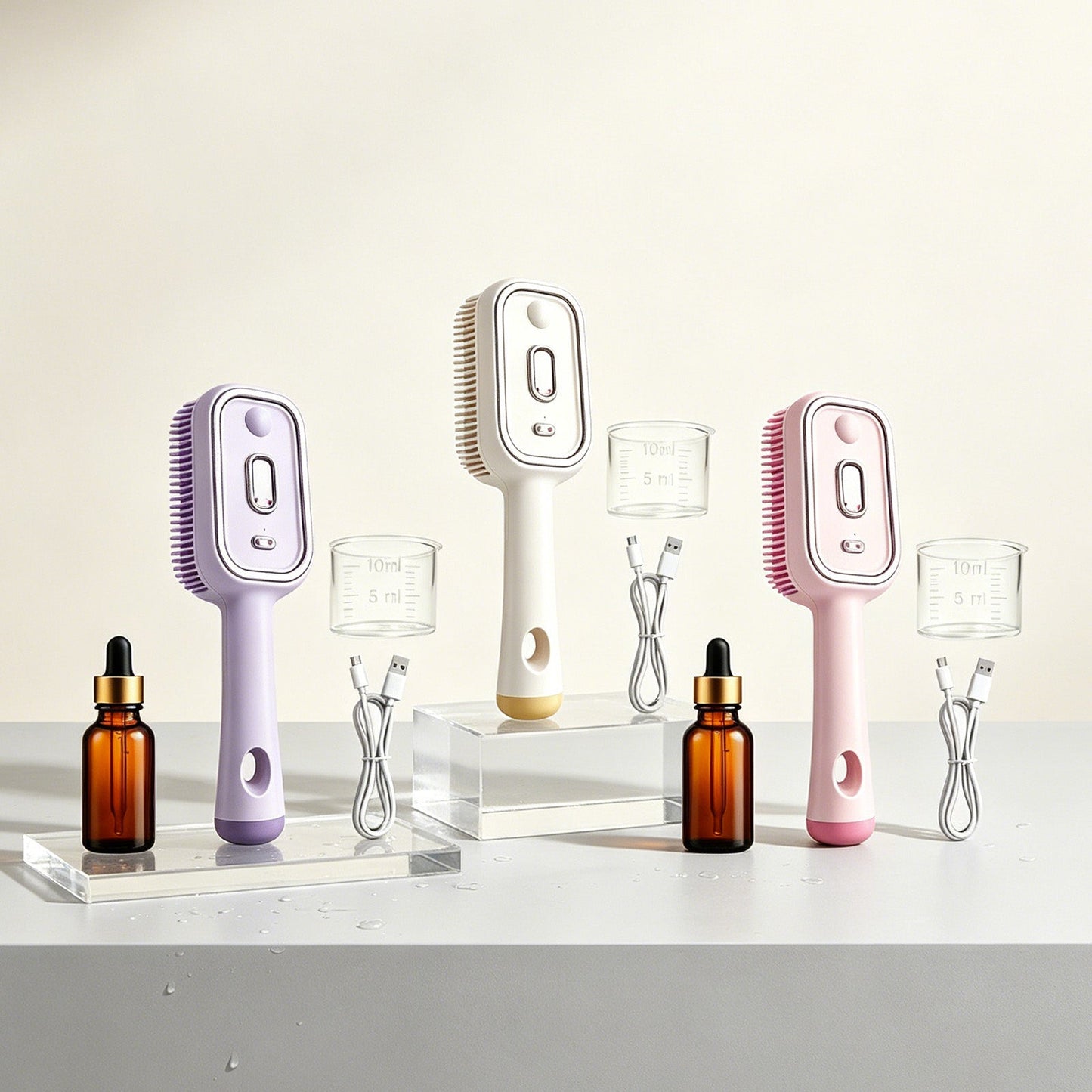 Electric Mist Nourishing Massage Brush Set Red Light, Essence, Measuring Cup