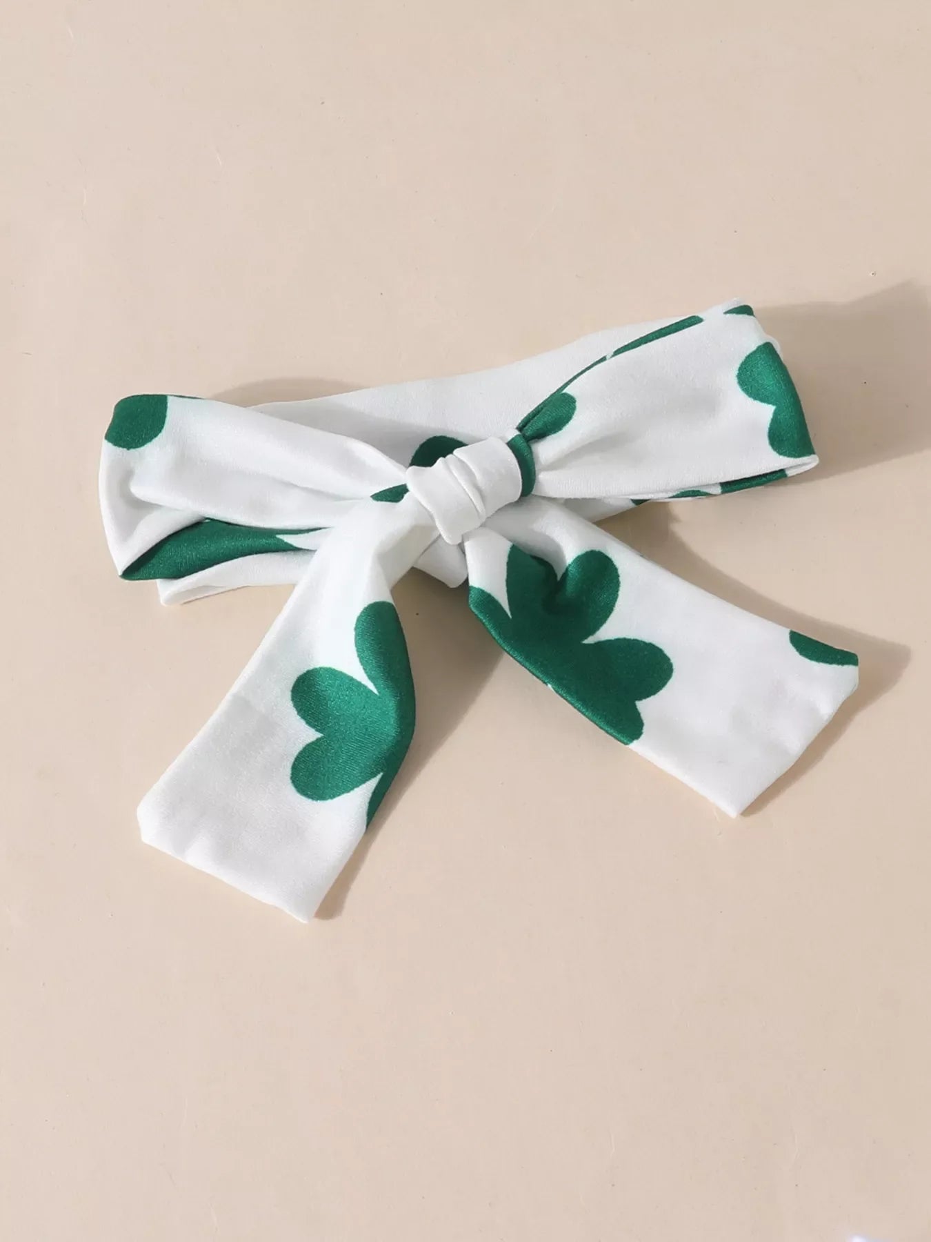 Children's Lucky Clover Long Sleeve Bodysuit and Flare Pants Set with Headband