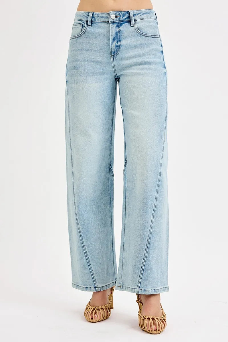 RISEN Full Size Mid Rise Fit Barrel Jeans Plus Size