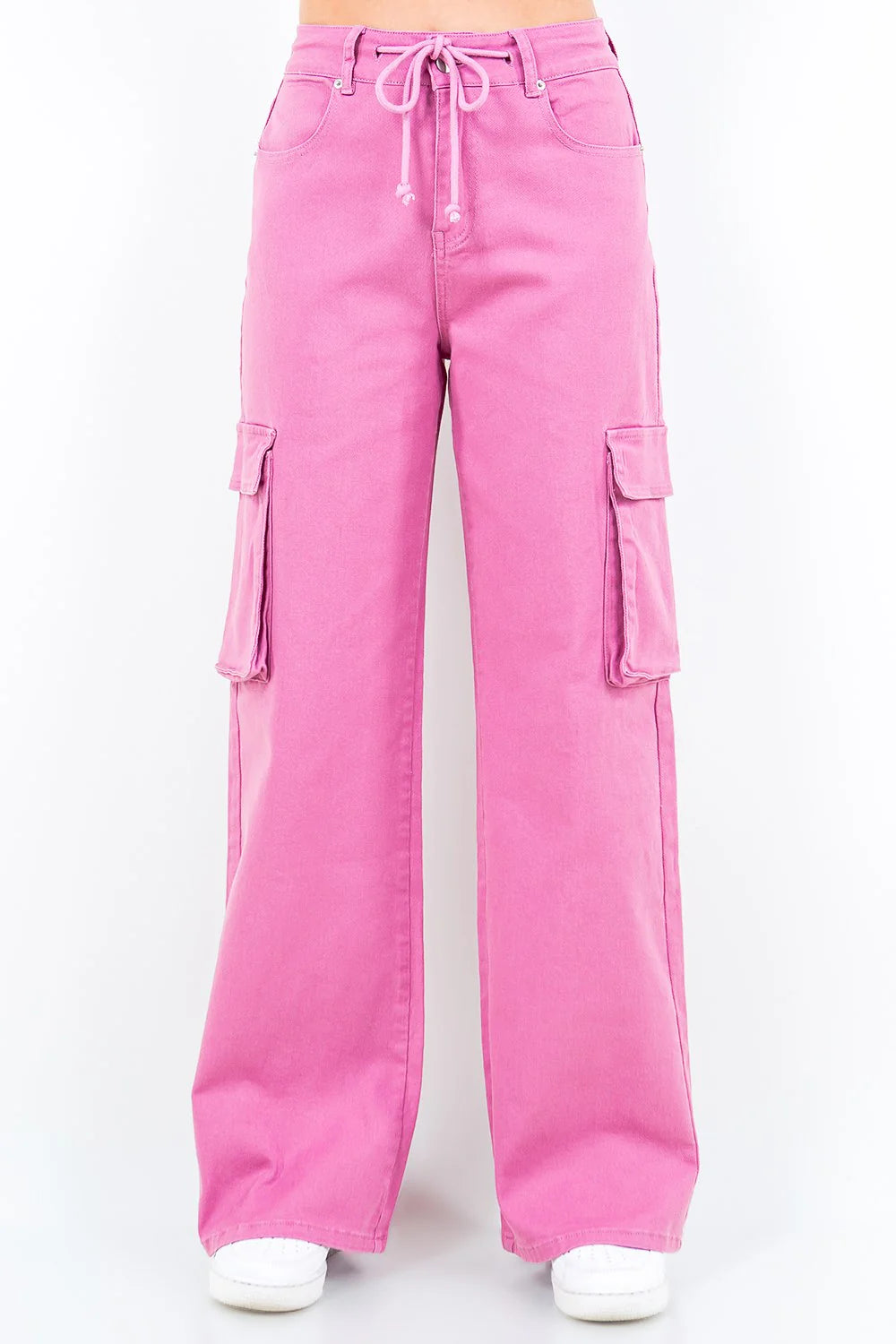 American Bazi Full Size Drawstring Wide Leg Cargo Pants Plus Size