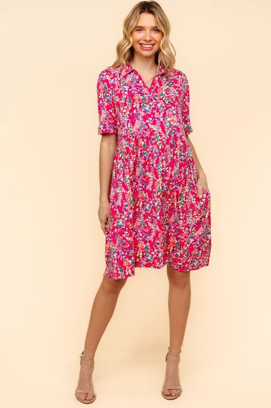 Haptics Johnny Collar Babydoll Dress with Side Pockets