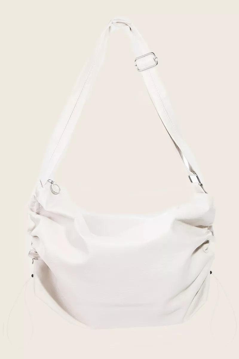 Fame Ruched Detail Faux Leather Shoulder Bag