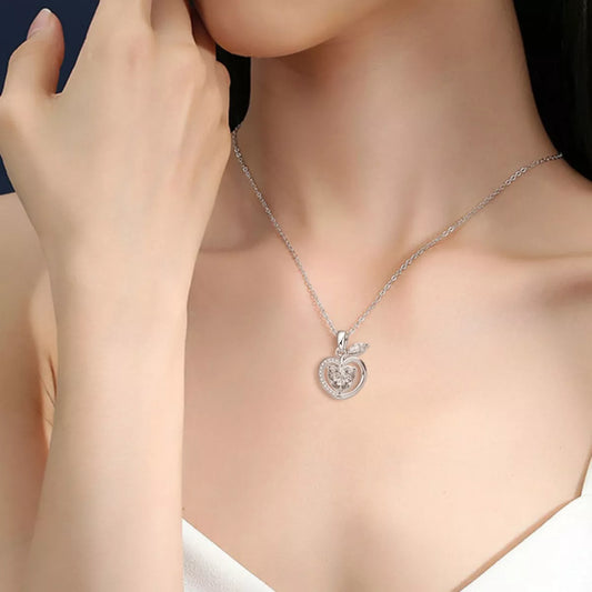2 Carat Moissanite 925 Sterling Silver Apple Pendant Necklace