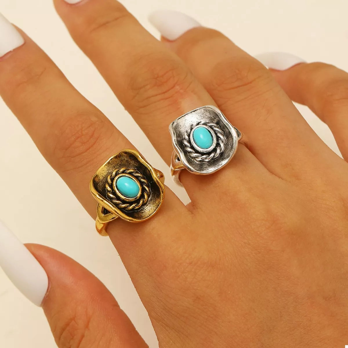4 Piece Vintage Western Style Bull Head Rings