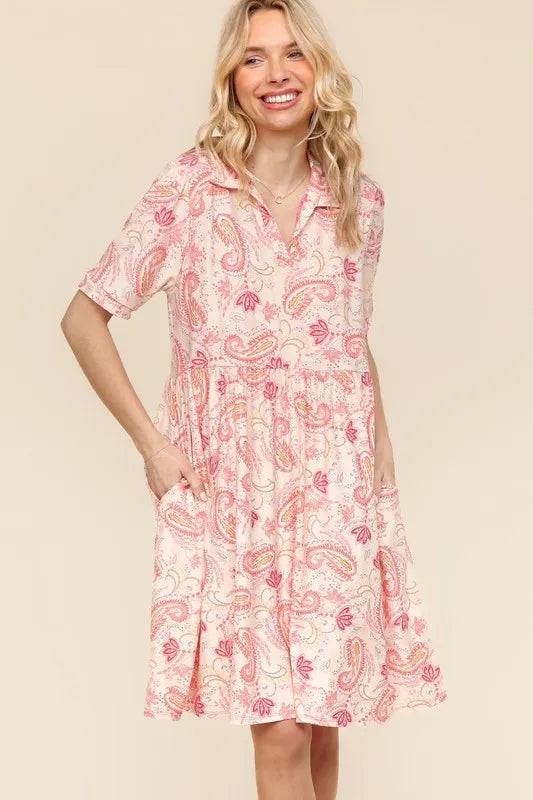 Haptics  Fit and Flare Paisley Print Knit Dress