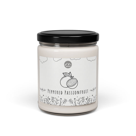 Peppered Passionfruit Scented Soy Candle, Cozy Home Décor, Gift for Birthdays, Relaxation, Aromatherapy, Hand-poured 9oz Candle