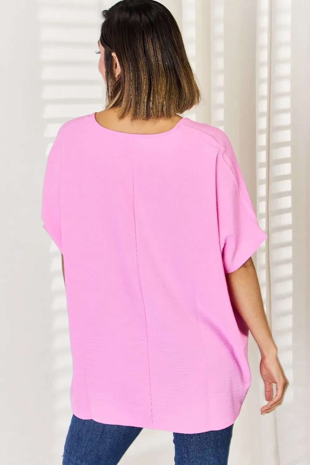 Zenana Texture Short Sleeve Blouse