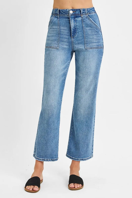 RISEN Full Size High Waisted Bootcut Cropped Jeans Plus Size