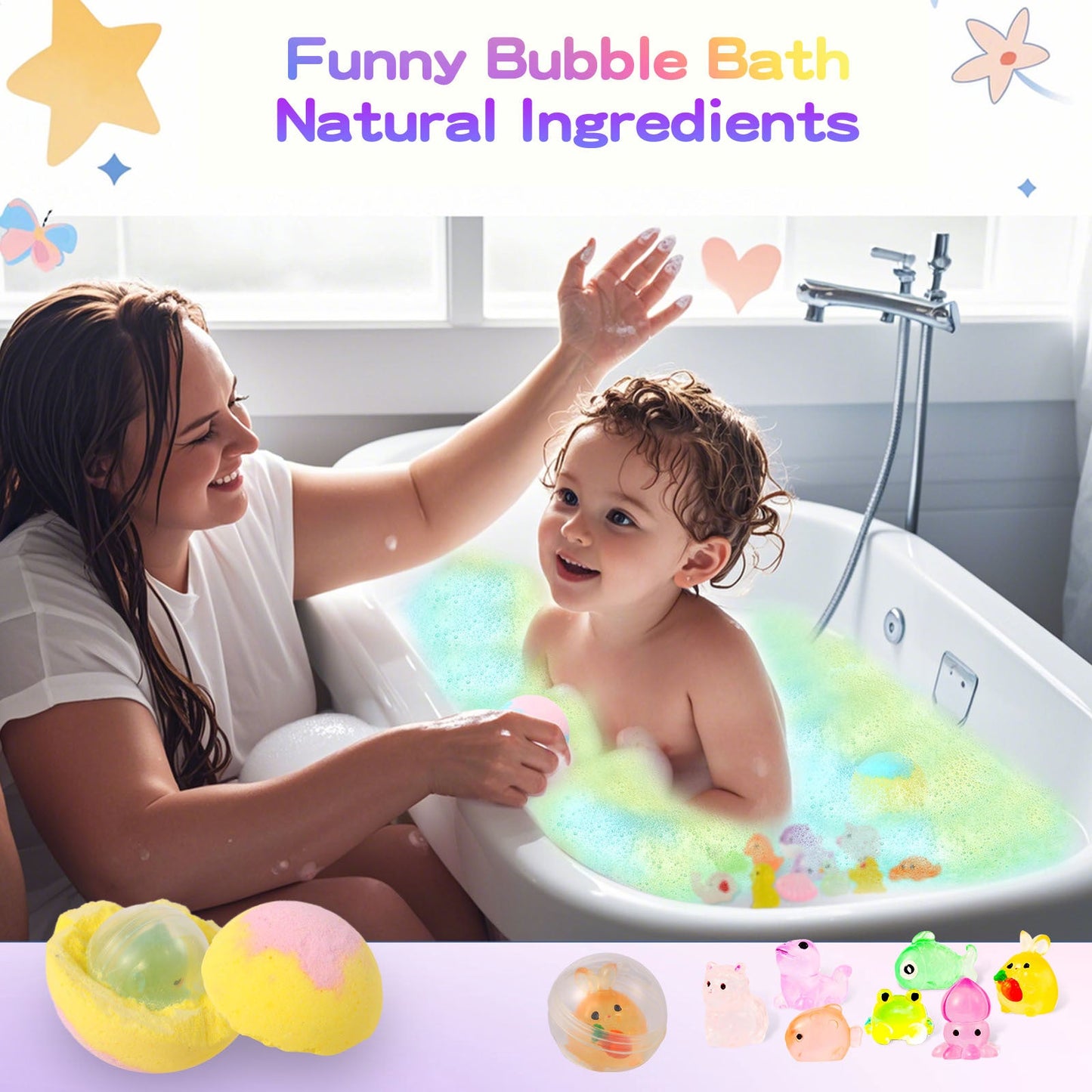 Glow in the Dark Bath Bombs for Kids Doll Shaped Fizzing Bubble Foam Bath Bomb Gift Set