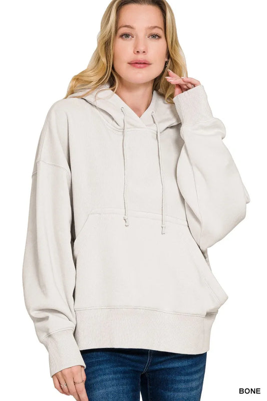 Zenana Oversized Fleece Kangaroo Pocket Hoodie