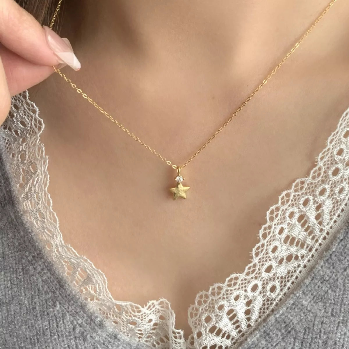 925 Sterling Silver Star Pendant Necklace