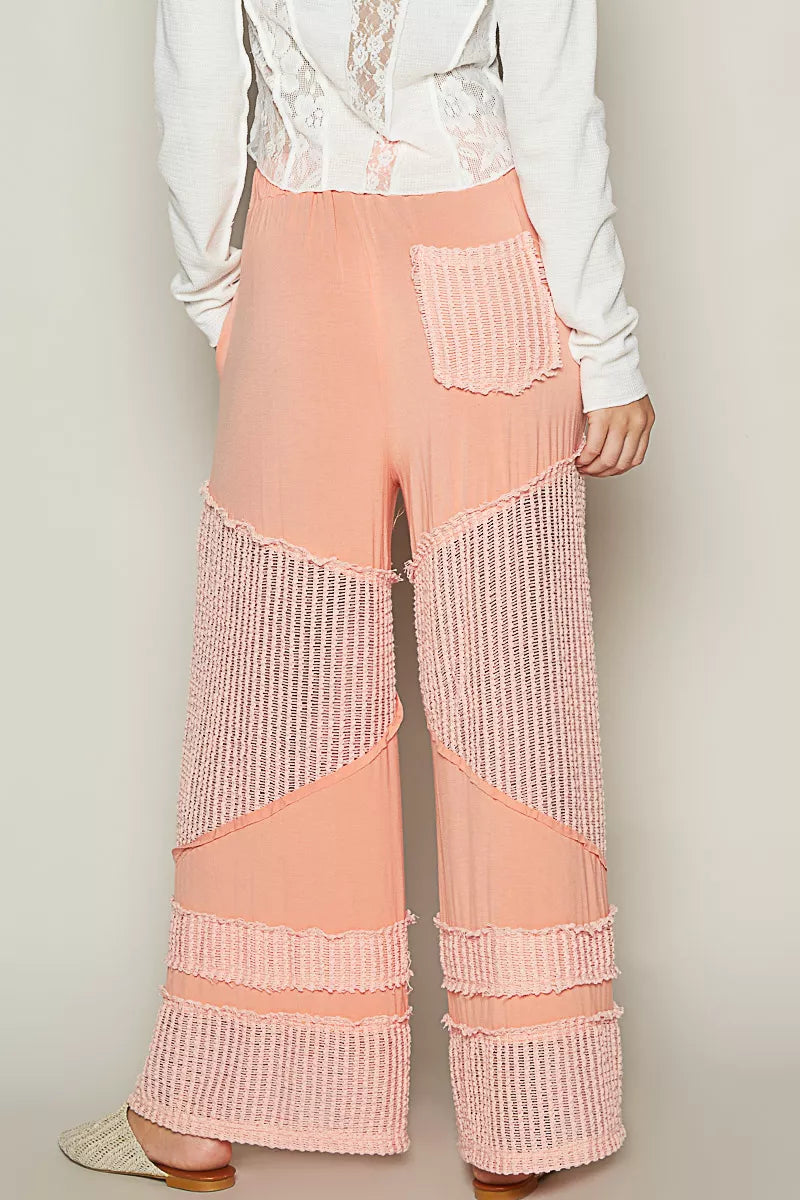 POL Drawstring Elastic Waistband Wide-Leg Pants