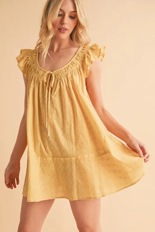 Aemi+Co Ruffled Cap Sleeve Cotton Tunic Mini Dress
