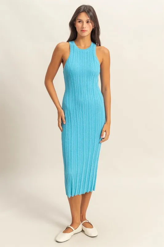 HYFVE Round Neck Bodycon Ribbed Knit Dress