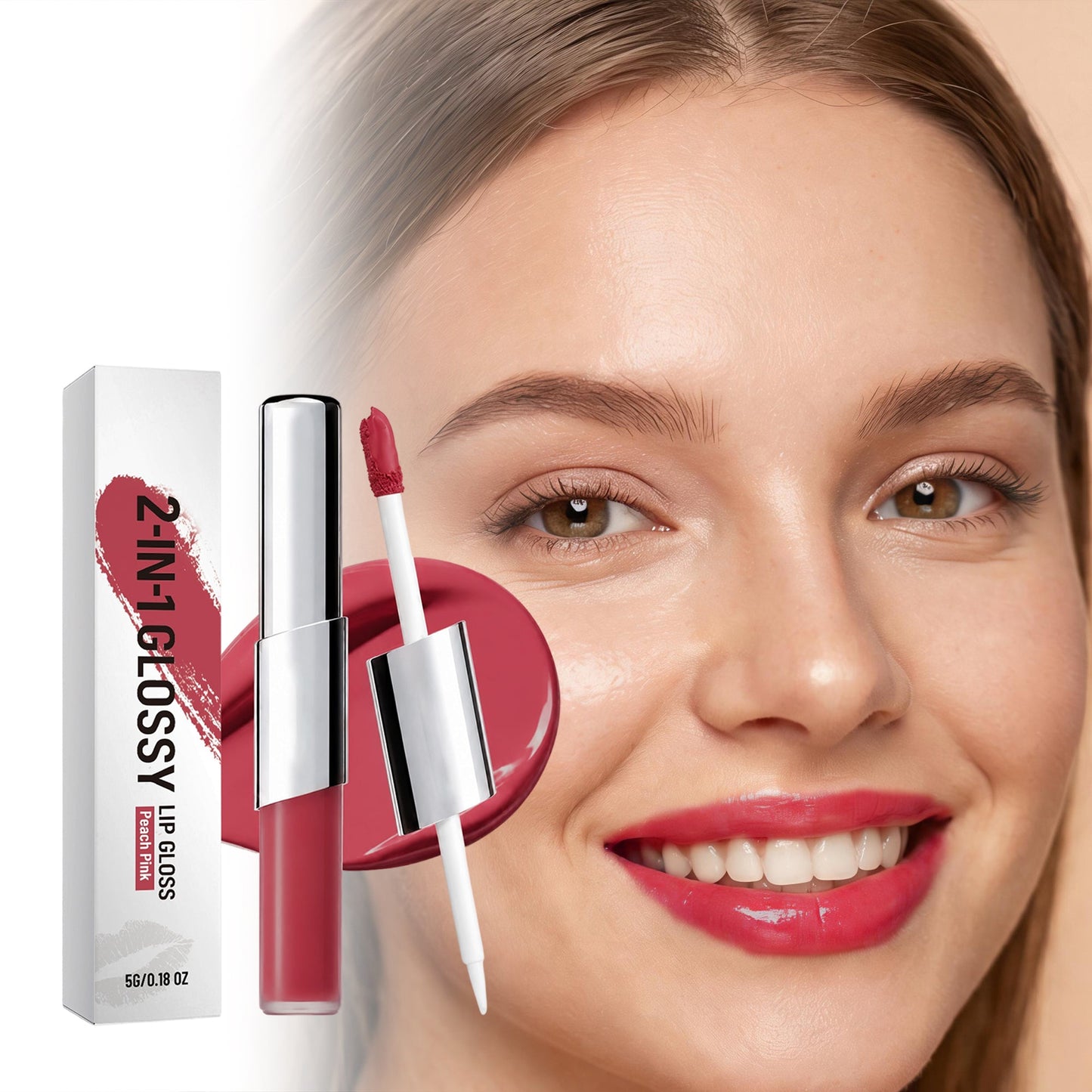 2-in-1 Long-lasting Shiny Lip Gloss 5g