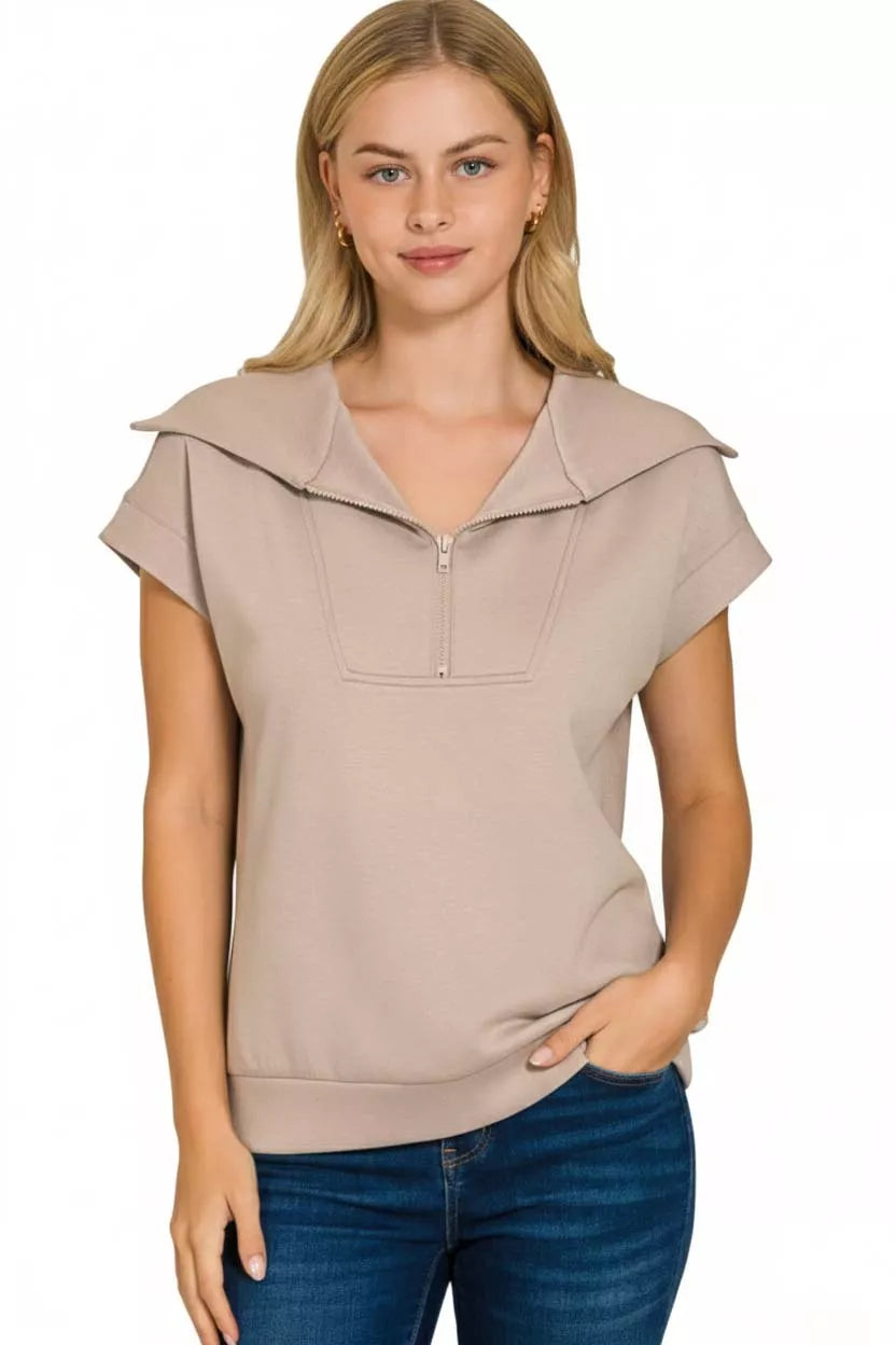 Zenana Scuba Half Zip Top