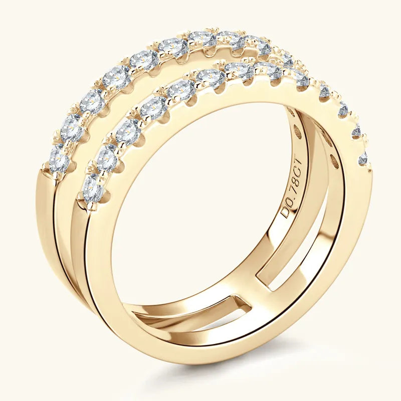 925 Sterling Silver Moissanite Double Layered Ring