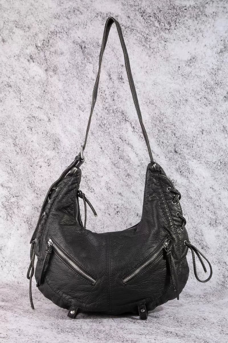 Fame Larger Leather Crescent Shoulder Bag