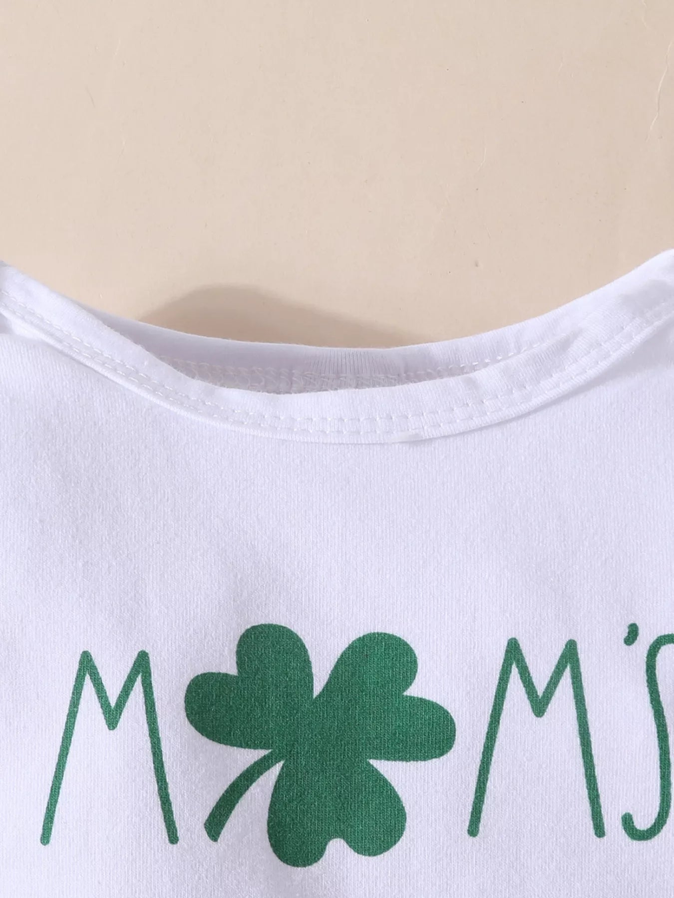 Children's Lucky Clover Long Sleeve Bodysuit and Flare Pants Set with Headband