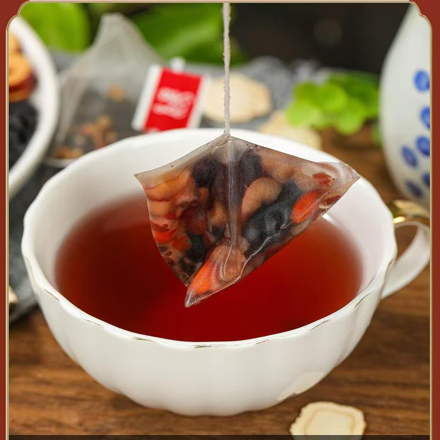 25bags Kidney Tea Formula Ginseng Five Treasure TeaCombination Scented Tea Eight Treasure Tea RedDate Wolfberry Tea Men's Tea Health TeaMulberry Herbal Formula Health Tea Beverage