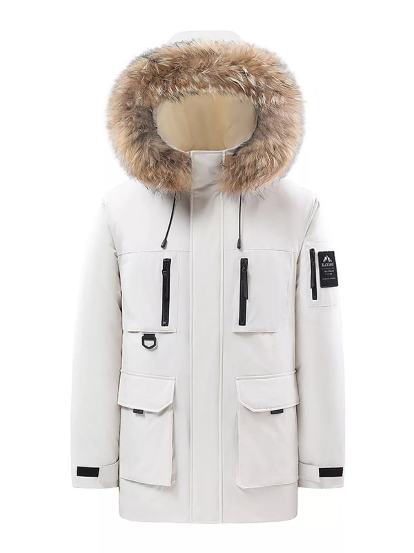 Men's Full Size Fur Hooded Winter Parka Coat Plus Size