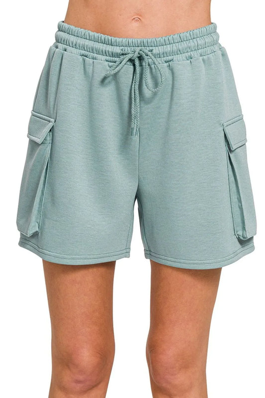 Zenana Scuba Thigh Pocket Shorts