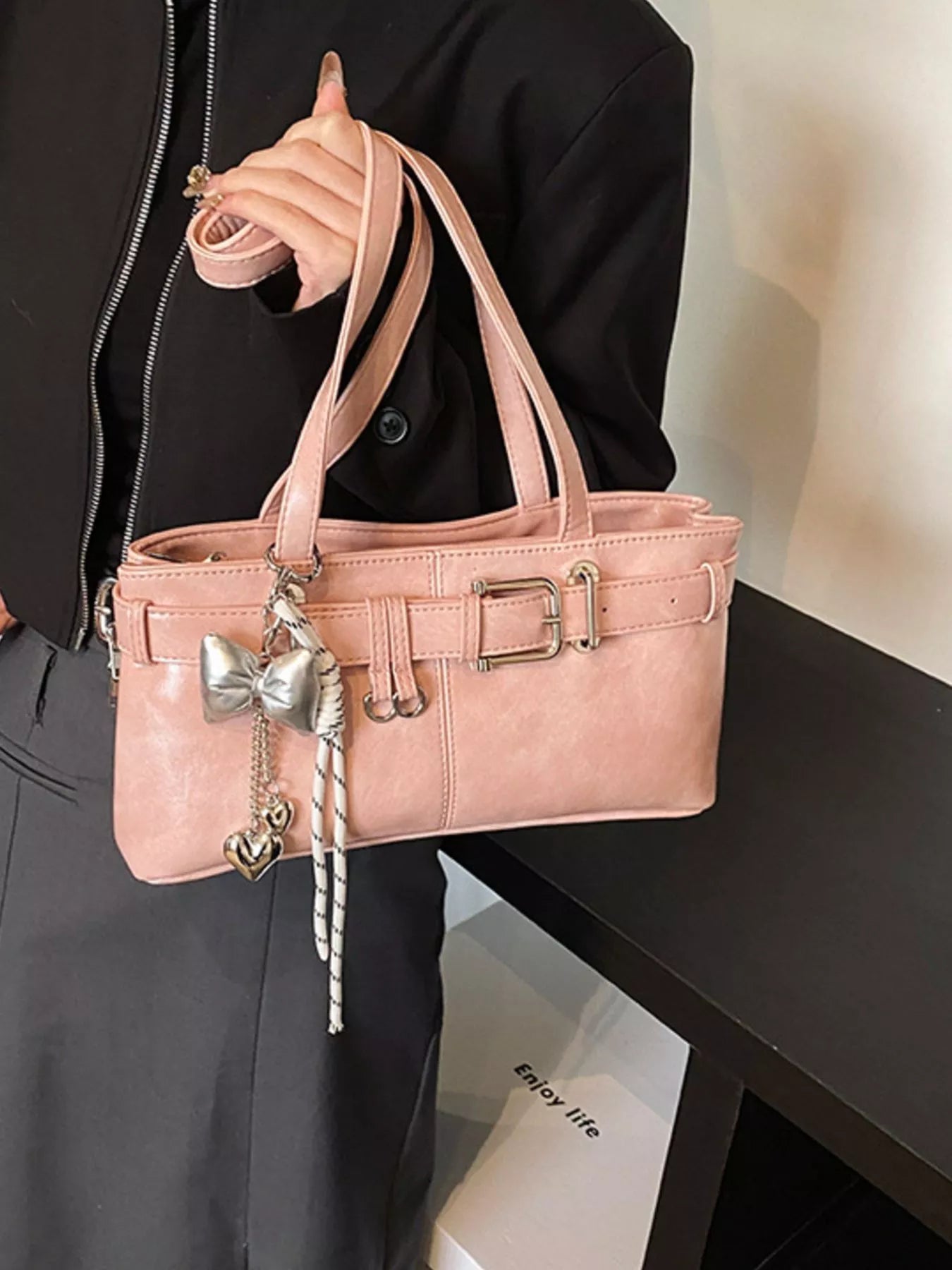 Buckle Decor Shoulder Bag