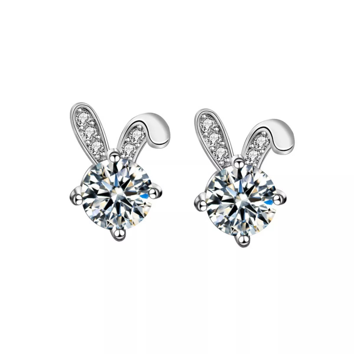 Moissanite 925 Sterling Silver Rabbit Stud Earrings