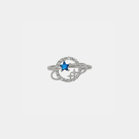 Planet Shape Inlaid Zircon 925 Sterling Silver Ring