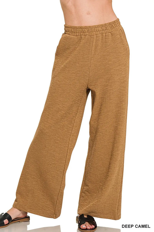 Zenana Cotton Slub Wide Leg Pants