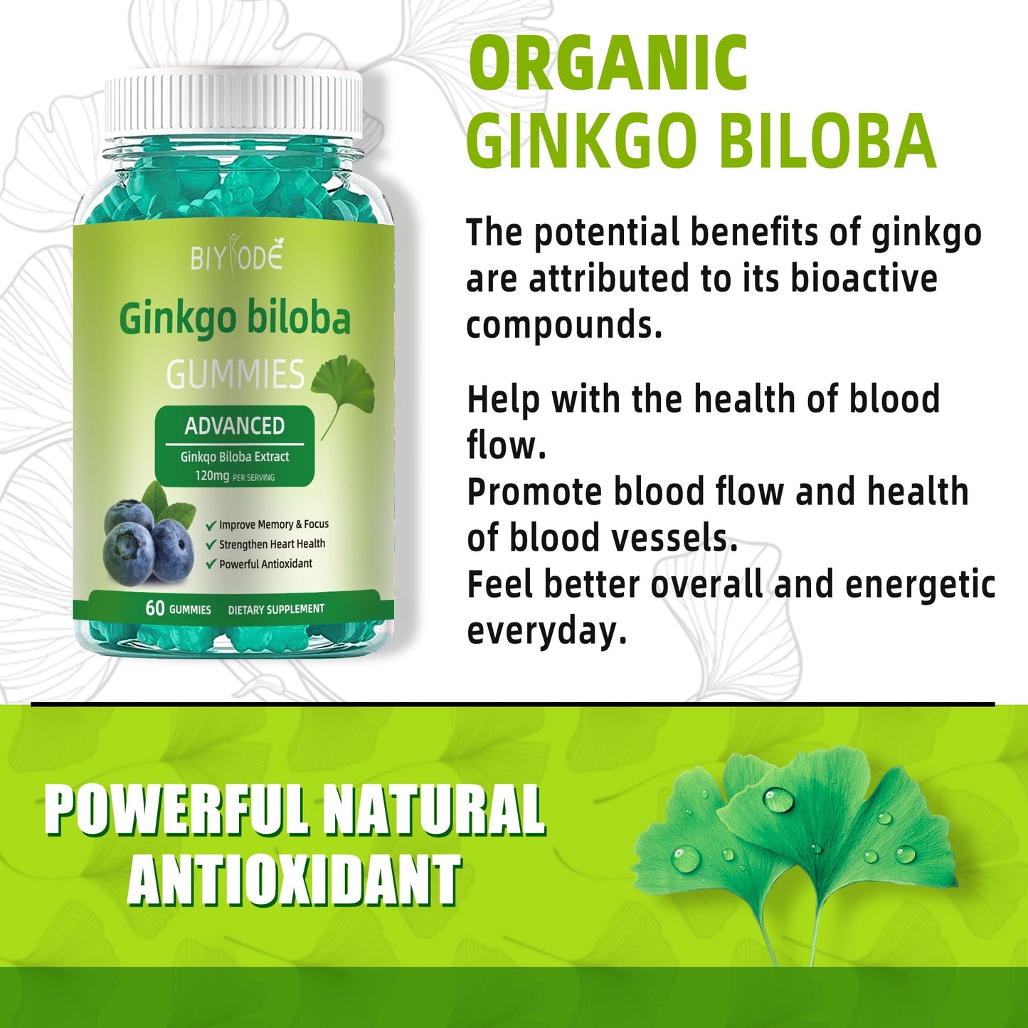 Fast Shipping Ready Stock Wholesale Herbal Supplements Ginkgo Biloba Gummies For Memory & Focus Support