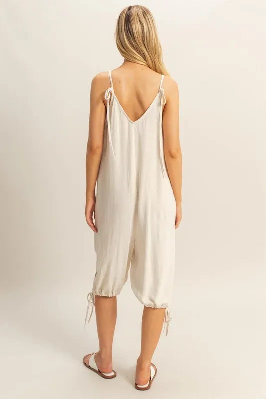 HYFVE V-Neck Pocket Detail Side Tie Hem Romper