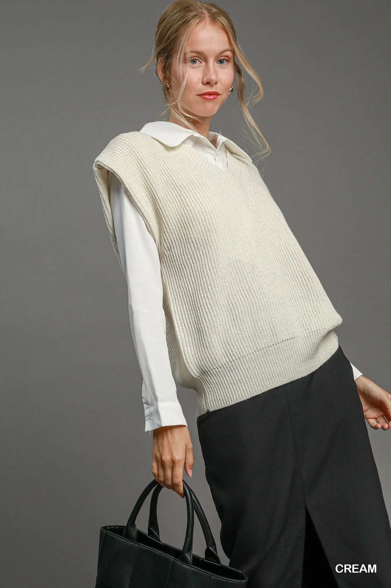 Umgee Oversized V Neck Vest