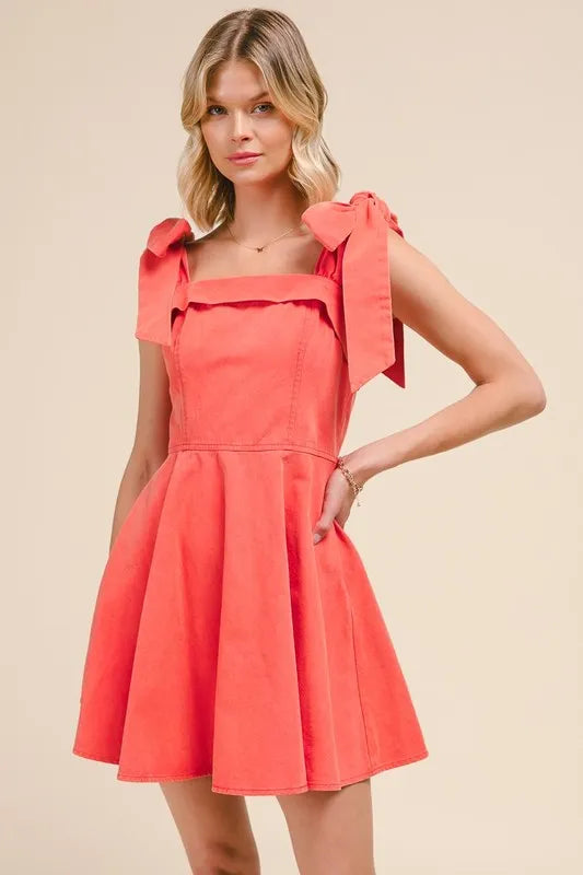 SO ME Fit and Flare Washed Gameday Dress