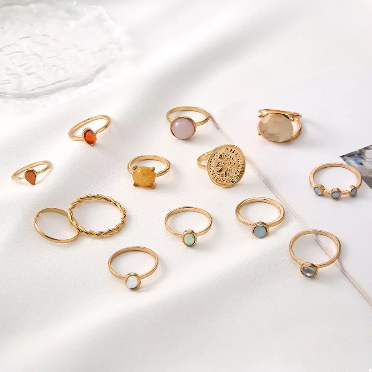 13 Piece 18K Gold-Plated Minimalist Ring Set