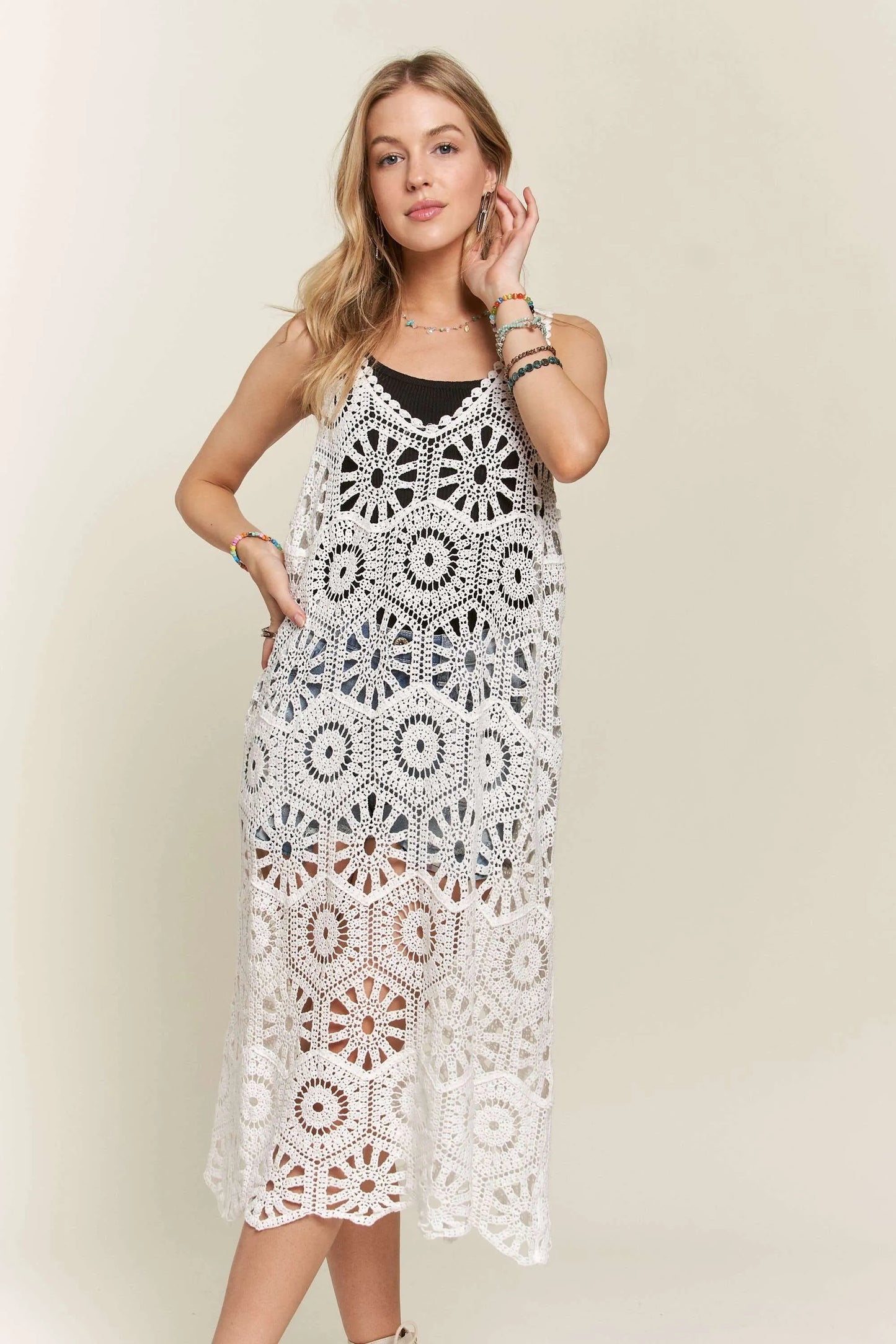 ADORA Crochet Cover-Up Tunic Top