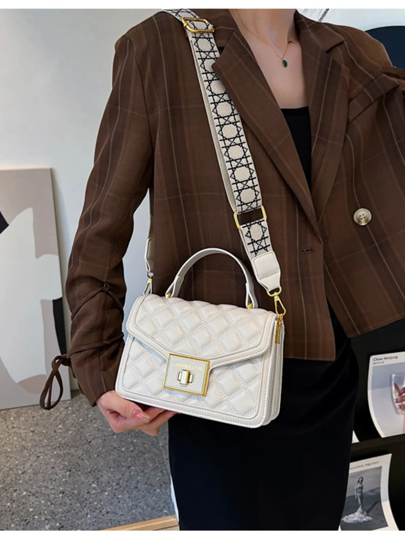 Quilted Adjustable Strap Shoulder Bag