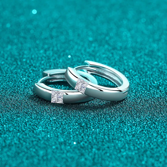 925 Sterling Silver Moissanite Huggie Earrings