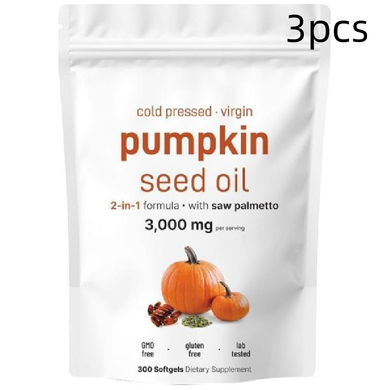 Cold Pressed Virgin Pumpkin Seed Oil with Saw Palmetto 2-in-1 Formula, 3000mg per Serving, 300 Softgels Dietary Supplement