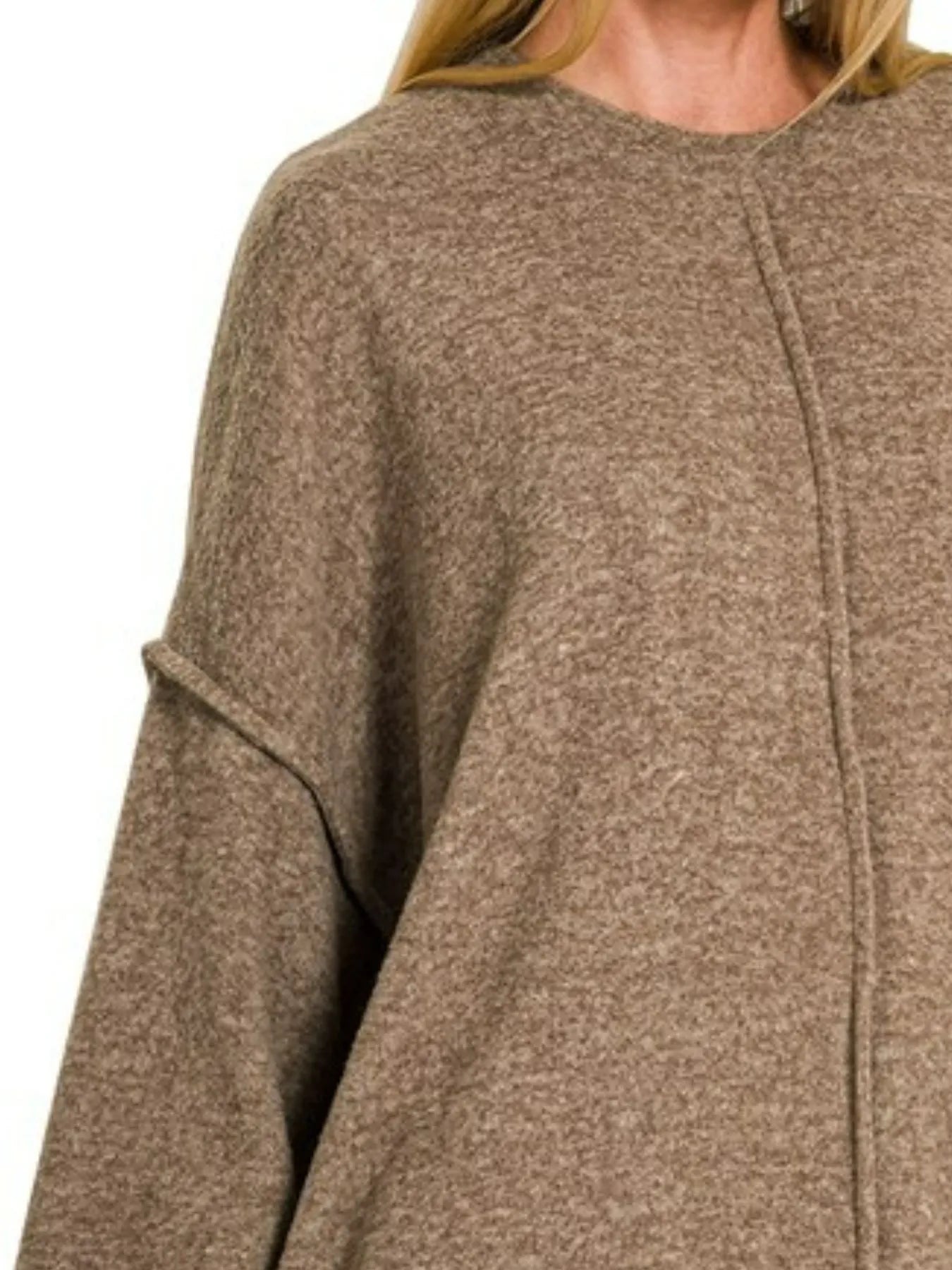 Zenana Brushed Melange Hacci Oversized Sweater