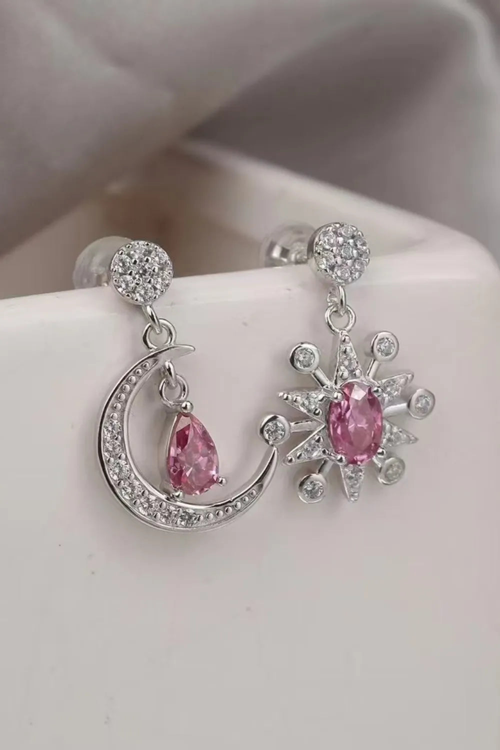 1 Carat Moissanite 925 Sterling Silver Moon & Star Earrings