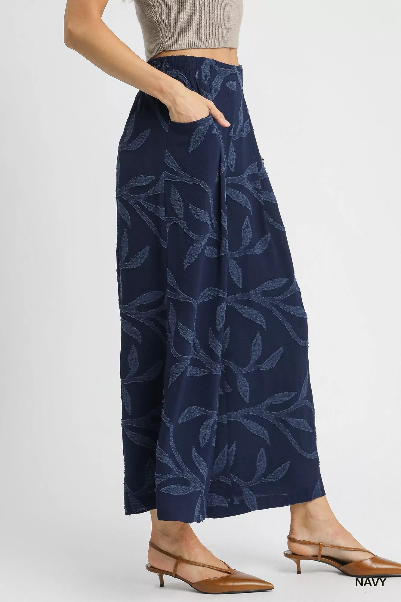 Umgee Jacquard Wide-Leg Pants