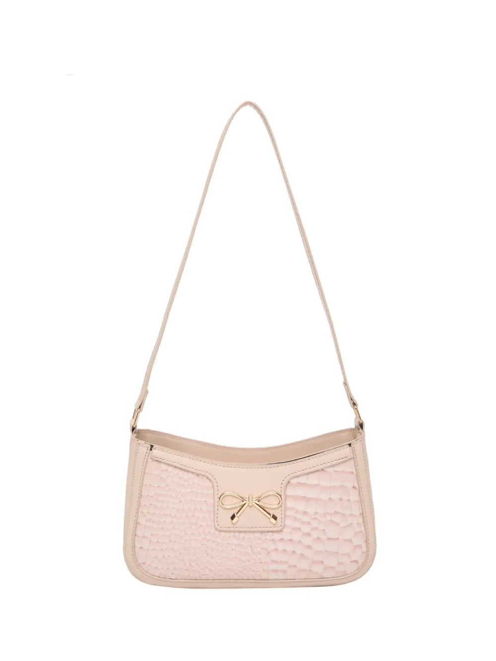 Crocodile Pattern Shoulder Bag with Bow Detail