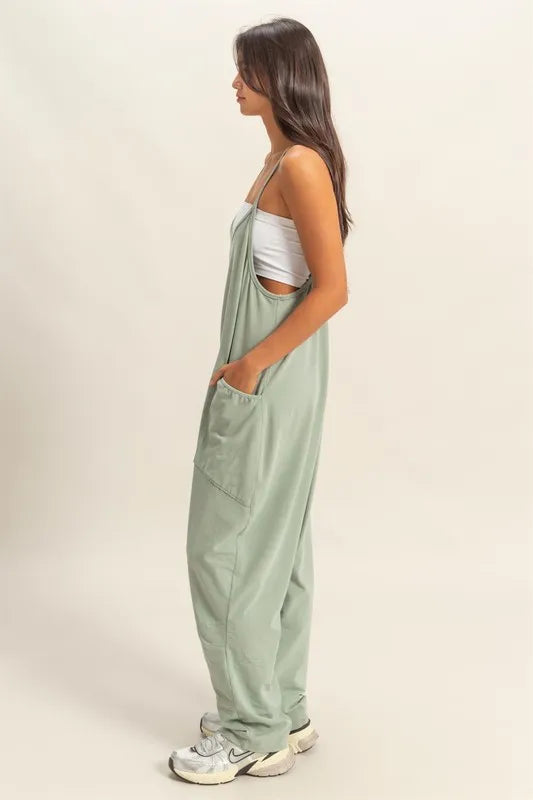 HYFVE Relaxed Fit Mineral Washed Overalls with Pockets