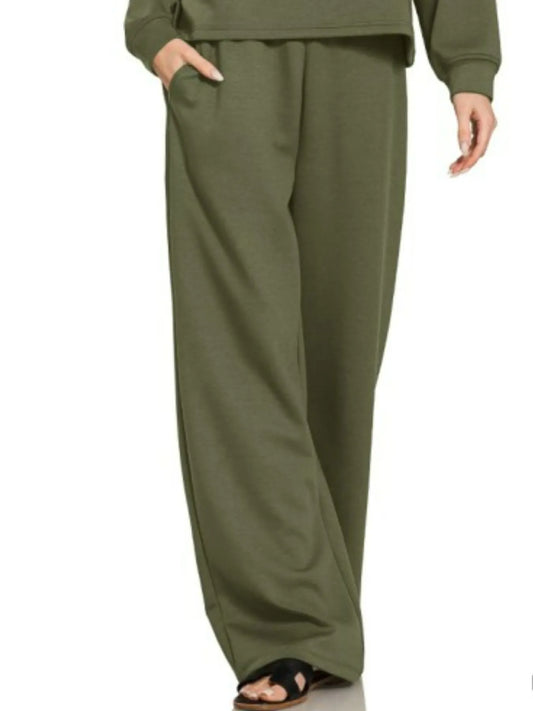 Zenana Scuba Crewneck Sweatshirt and Pants Set