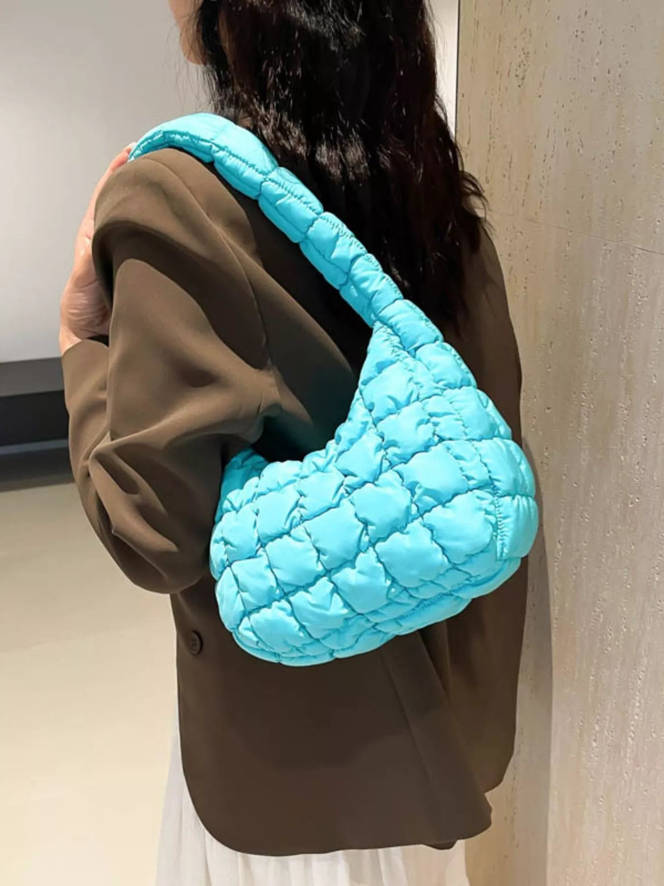 Quilted Ruched Shoulder Bag