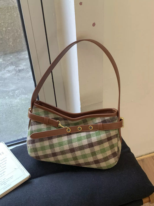 Plaid Pattern Shoulder Bag